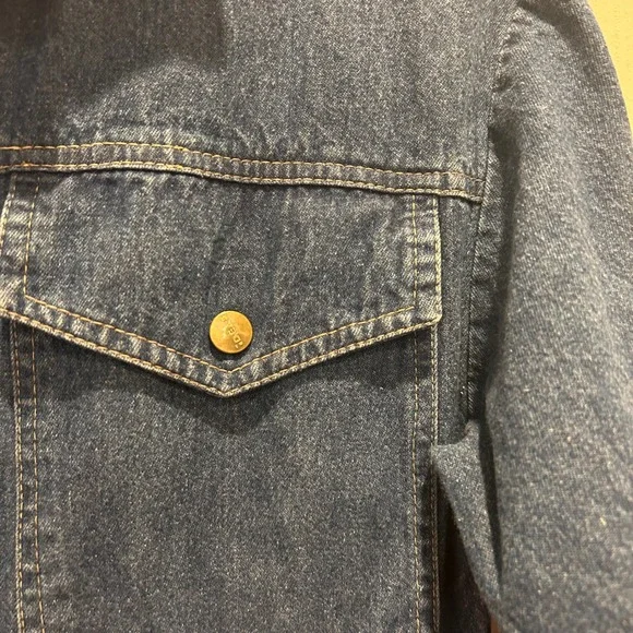 VTG IDEAS Denim Jumpsuit Women Medium Blue Wash Button Front Utility 3/4 Sleeves - Picture 9 of 11